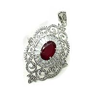 Ruby Pendant and Brooches & Pin 18k 22k 24k Thai Baht Yellow Gold Plated Cubic Zirconia Stones Jewelry