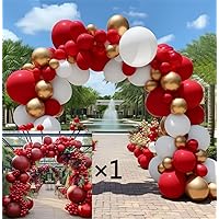 Red White Balloon Garland Double Stuffed Ruby Red White Balloon Arch Matte Red Latex Balloons For Birthday Baby Shower Wedding Party Decoration