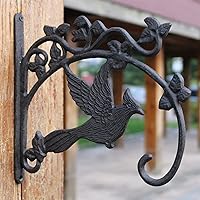 Vintage Style Decor Cast Iron Wall Hook Home Garden Wall Mounted Rack for Flower Pots Baskets Hanging Metal Holder (Color : Antique Black, Size : 25.5x2.6x24.5cmH)
