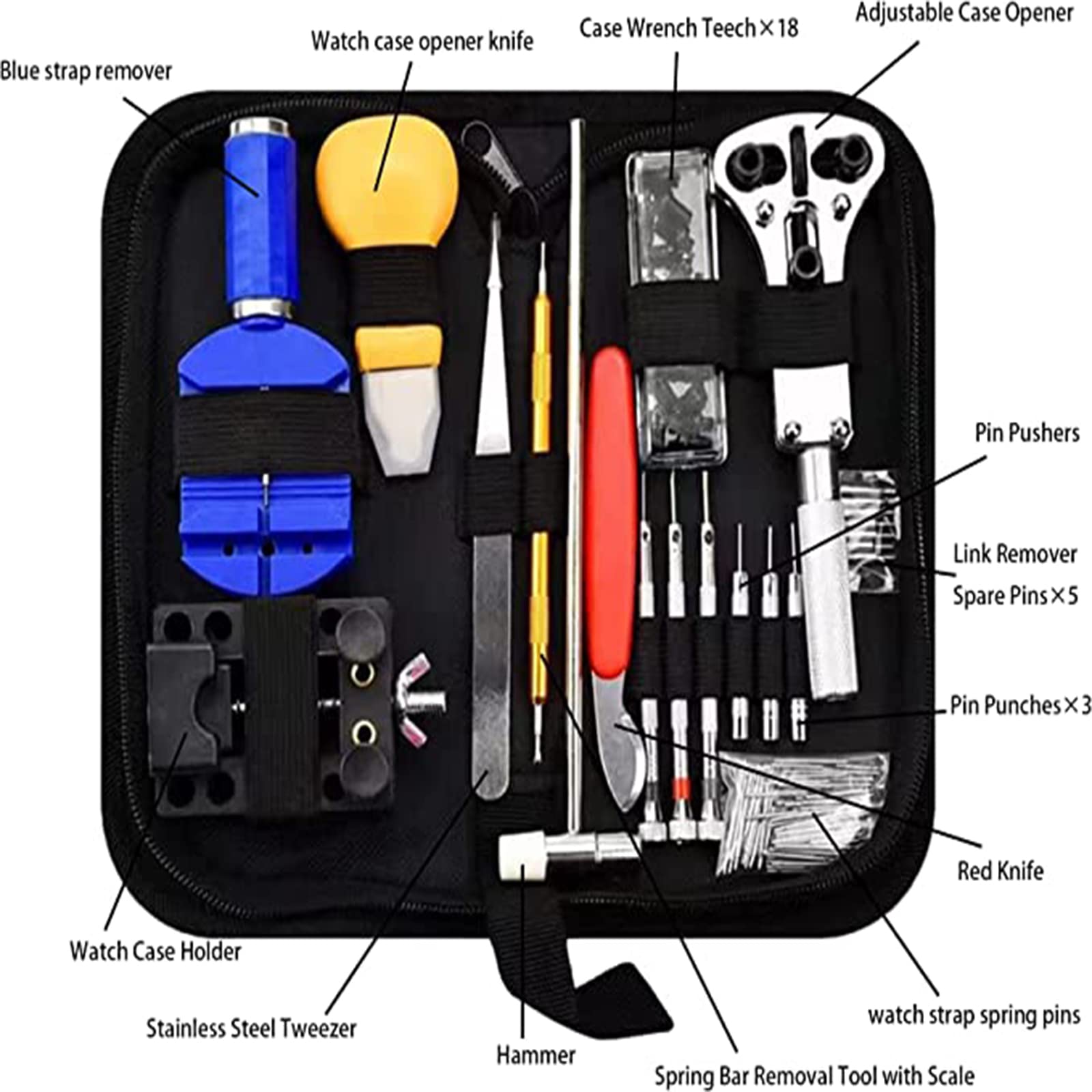 RERBIO Watch Repair Kit, Watch Repair Tools Professional Spring Bar Tool Set, Watch Band Link Pin Tool Set with Carrying Case