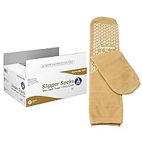 Dynarex Slipper Socks with Grips for Women & Men - Single-Sided Grippy Socks with Elastic Band, Anti-Slip Hospital Socks with Grippers - No Latex - XL, 48 Pairs per Case