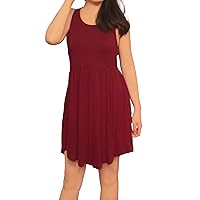 Women's Sleeveless Casual but Dressy Form Fitting Flowy Dress with Pockets
