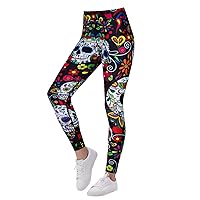 JPOJPO Yoga Pants for Women with Pockets High Waisted Sports Leggings Fitness Workout Tummy Control 3D Printed
