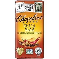 Chili Mole in Strong Dark Chocolate, 70% Cacao | Non GMO, Rainforest Alliance Certified Cacao | 3.2oz Bar | 12 Pack