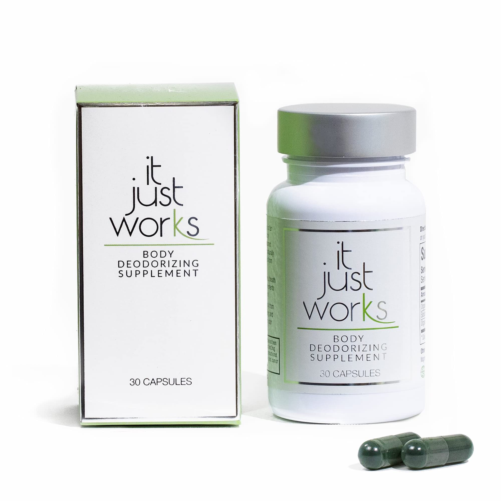 It Just Works All Natural Full Body Deodorizing Supplement for Underarms and Private Parts | Vegan & Organic Deodorant That Works from The Inside Out (30 Count)