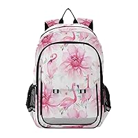 ALAZA Pink Flamingo Peony Flower Laptop Backpack Purse for Women Men Travel Bag Casual Daypack with Compartment & Multiple Pockets