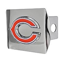 Chicago Bears NFL Chrome Hitch Cover with 3D Colored Team Logo by FANMATS - Unique Team Logo Metal Molded Design – Easy Installation on Truck, SUV, Car - Ideal Gift for Die Hard Football Fan