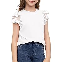 blibean Teen Girls Tshirt Cotton Flowy Short Sleeve Button Tops Size 6-15 Years