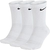 Nike Unisex Everyday Cotton Cushioned Training Crew Socks 3 Pack (W(SX7664-100)/B, Large)