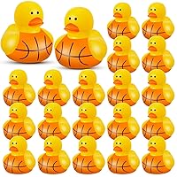 DEEKIN 24 Pieces Basketball Mini Rubber Duckies Bulk Sports Themed Rubber Ducks Basketball Mini Ducks Durable Ducky Bath Toy Set for Party Shower Pool Favors Treasure Chest Sports Events Summer
