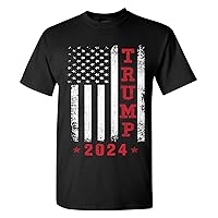 Trump 2024 American Flag Vintage T-Shirt, Trump T Shirts for Men, Adult Short Sleeve Shirt