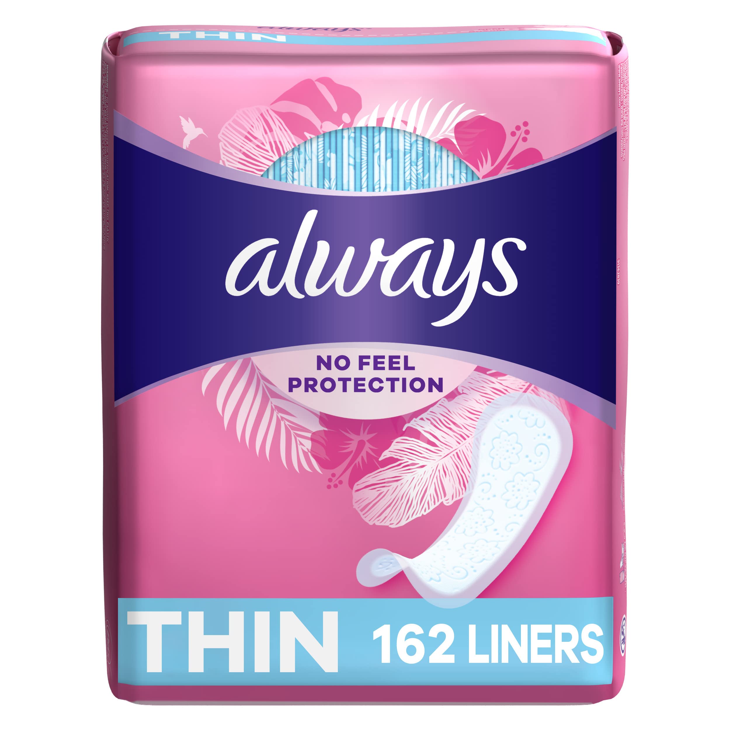 Always Thin Daily Panty Liners For Women, Light Absorbency, Unscented, 162 Count