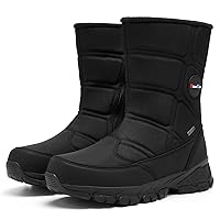 SILENTCARE Men's Winter Waterproof Snow Boots Warm Slip On Mid-Calf Zipper Booties Lightweight Outdoor Athletic