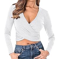 Zewuai Women's Basic Square Neck Ribbed Knit Crop Top Long Sleeve Slim Fit Fall Casual Crop T-Shirt Blouse