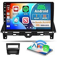 Android 11 Car Radio for Honda Accord 2008-2013 Car Stereo with Carplay Android Auto, 10 inch Capacitive Touch Screen High Definition Head Unit with GPS Navigation IPS Touchscreen Support BT FM HiFi