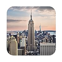 Empire State Building Print 4 PCS Leather Coasters Set Waterproof Anti-Scald Drink Coasters Mugs Mat for Living Room Coffee Table 4 Inch