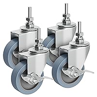 Houseables Caster Wheels, 3” Casters Set of 4 Heavy Duty, Locking Casters, Screw Dia. 3/8