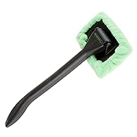 Windshield and Window Cleaner - Machine-Washable Microfiber Cloth Tool on Handle with Pivoting Head for Cleaning Car and RV Glass by Stalwart (Green)
