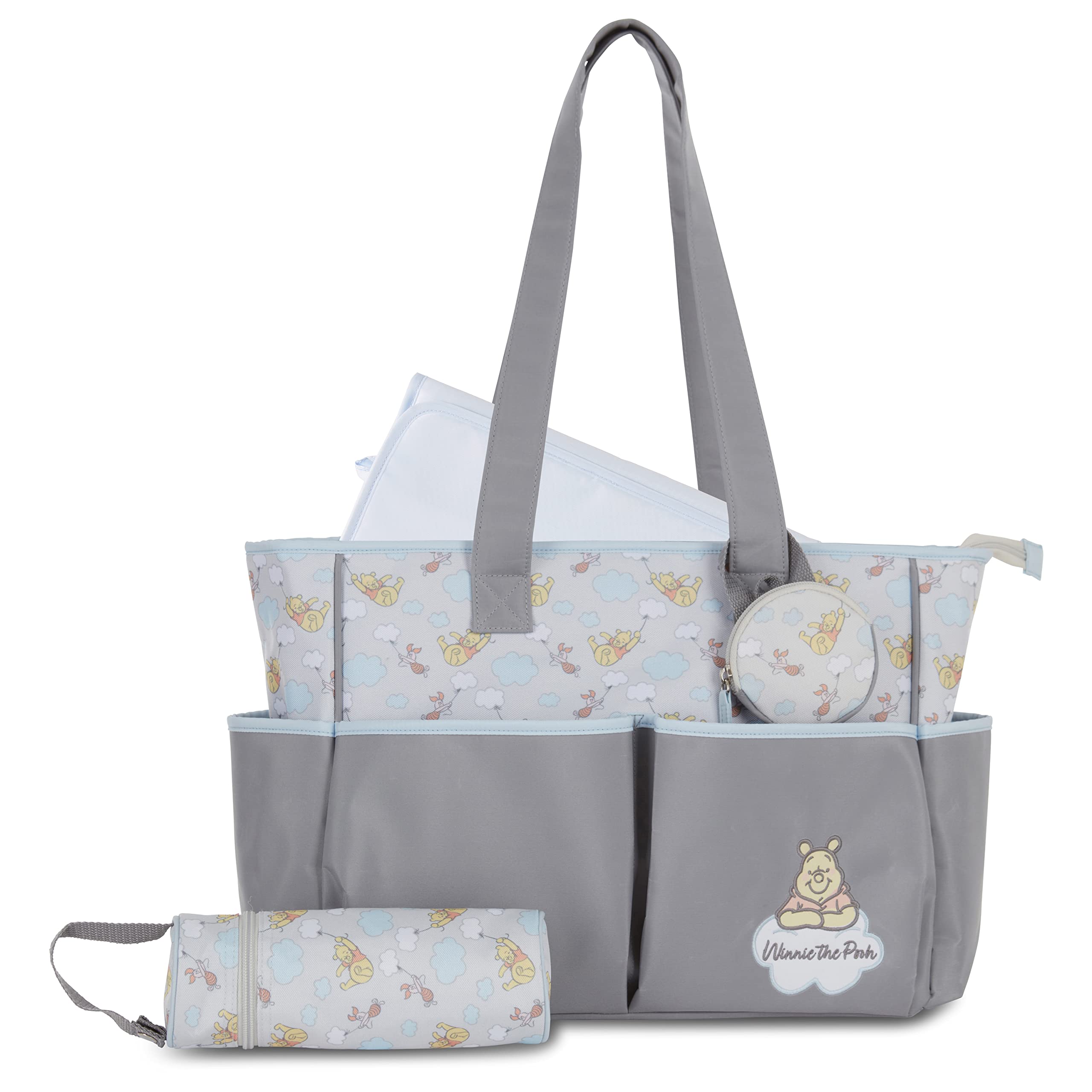 Cudlie Tote Diaper Bag and Changing Pad, Winnie The Pooh Print Large