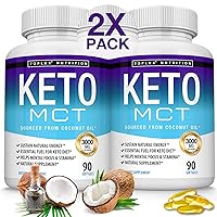 Toplux Keto MCT Oil Capsules Ketosis Diet - 3000mg Natural Pure Coconut Oil Extract Pills, Source of Energy, Easy to Digest for Men Women, 90 Softgels, Supplement