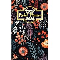 Pocket Planner 2025-2026 for Purse: Small 2 Year Pocket Calendar Monthly Agenda, from Jan 2025 to Dec 2026, Colorful Flowers Cover, Size 4