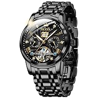 OLEVS Men's Watches Automatic Skeleton Mechanical Golden Dress Watch with Diamond Tourbillon Day Date Waterproof Luminous Two-Tone Watch