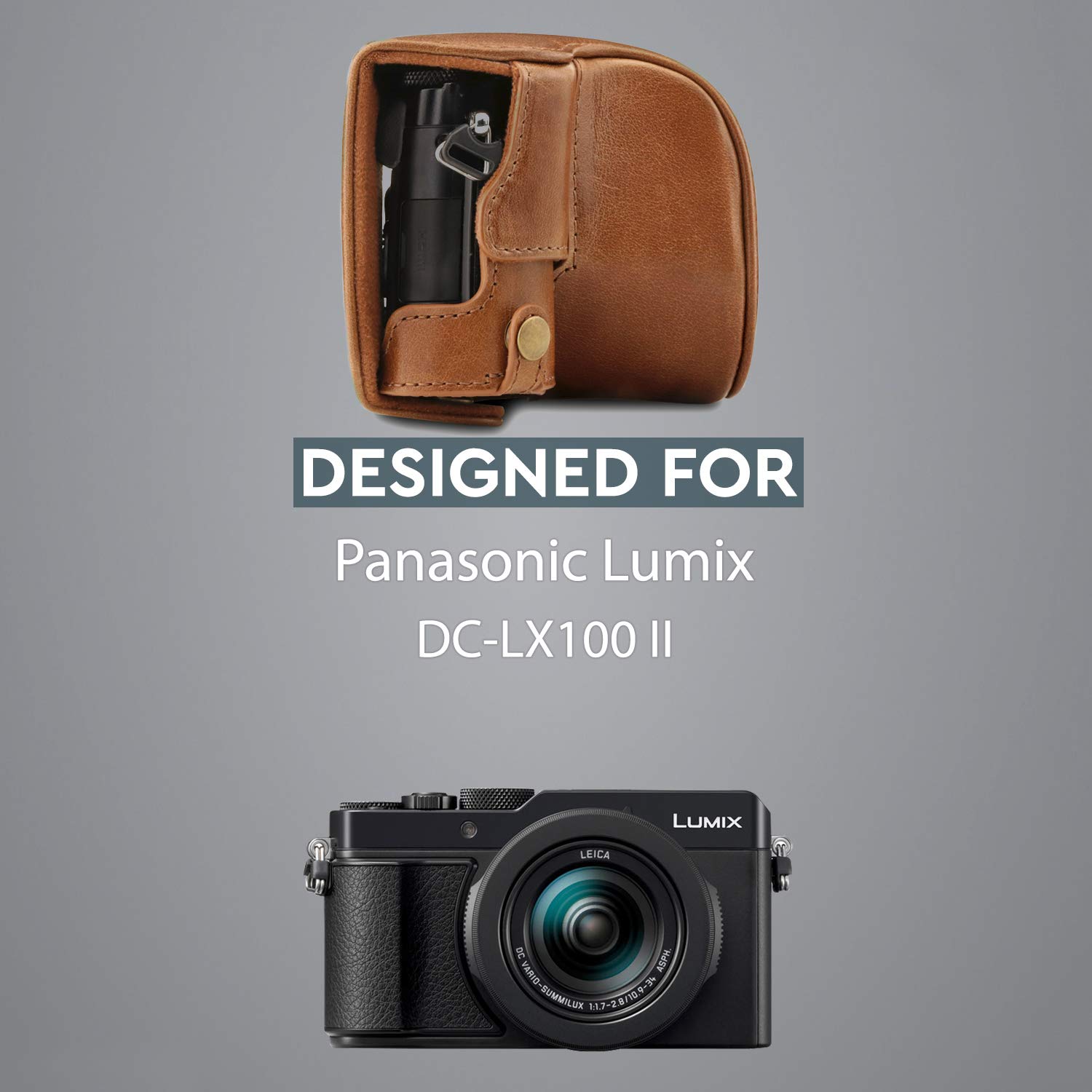 MegaGear Ever Ready Genuine Leather Camera Case Compatible with Panasonic Lumix DC-LX100 II