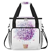 Butterfly Ballon Purple Coffee Maker Carrying Bag Compatible with Single Serve Coffee Brewer Travel Bag Waterproof Portable Storage Toto Bag with Pockets for Travel, Camp, Trip