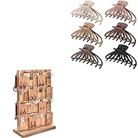 Lolalet 4.8 Inch Extra Large Hair Clips Bundle with Rotating Wooden Jewelry Earring Stand
