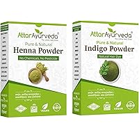 Attar Ayurveda Natural Dye for Black Hair (Henna Leaves Powder, Indigo Leaves Powder 2 in1)