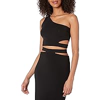 The Drop Women's Valentina Cropped One-Shoulder Cutout Sweater Top