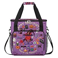 Halloween Trick or Treat 11 Coffee Maker Carrying Bag Compatible with Single Serve Coffee Brewer Travel Bag Waterproof Portable Storage Toto Bag with Pockets for Travel, Camp, Trip