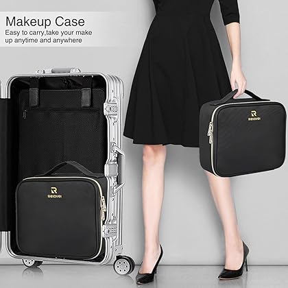 Travel Makeup Case,Chomeiu- Professional Cosmetic Makeup Bag Organizer Makeup Boxes With Compartments Neceser De Maquillaje(Black-M)