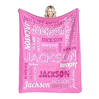 Personalized Name Blankets for Baby Boy Girl Custom Super Soft Blankets with Name Text for Kids and Adults Personalized Baby Gifts Birthday for Daughter Son (Pink)
