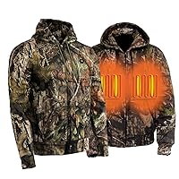 Nexgen Heat NXM1776SET Men's Camouflaged Heated Zipper Hoodies - Warming Camo Hoodie for Hunting w/Battery