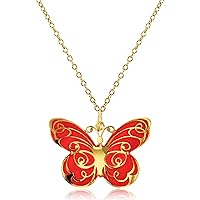DECADENCE 10K Yellow Gold Red Enamel 25x20mm Butterfly 18