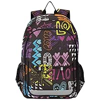 ALAZA Bright Colorful Hearts Words and Geometric Casual Backpack Bag Travel Knapsack Bags