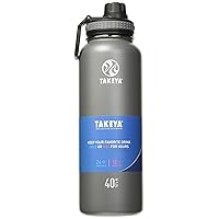 Takeya Originals 40 oz Vacuum Insulated Stainless Steel Water Bottle with Straw Lid, Graphite