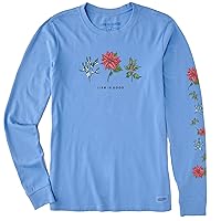 Life is Good Holiday Flowers Cotton Tee, Shortsleeve Graphic Crew Neck T-Shirt