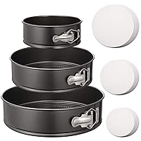 HIWARE Springform Pan Set of 3 Non-stick Cheesecake Pan, Leakproof Round Cake Pan Set Includes 3 Pieces 6
