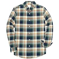Flannel Shirts for Men Long Sleeve Button Down Plaid All Cotton Casual Shirt with Pocket