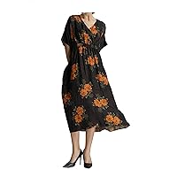 Women's Plus Size Summer Dresses V-Neck Floral Print Loose Bohemian Maxi Dress