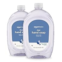 Amazon Basics Gentle & Mild Clear Liquid Hand Soap Refill, Triclosan-Free, 50 Fluid Ounces, 2-Pack (Previously Solimo)
