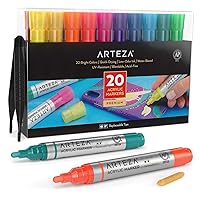 Arteza Acrylic Paint Markers, Set of 20 Acrylic Paint Pens in Assorted Colors, Art & Craft Supplies, Use on Canvases for Painting, Glass, Pottery, Plastic, and Rock