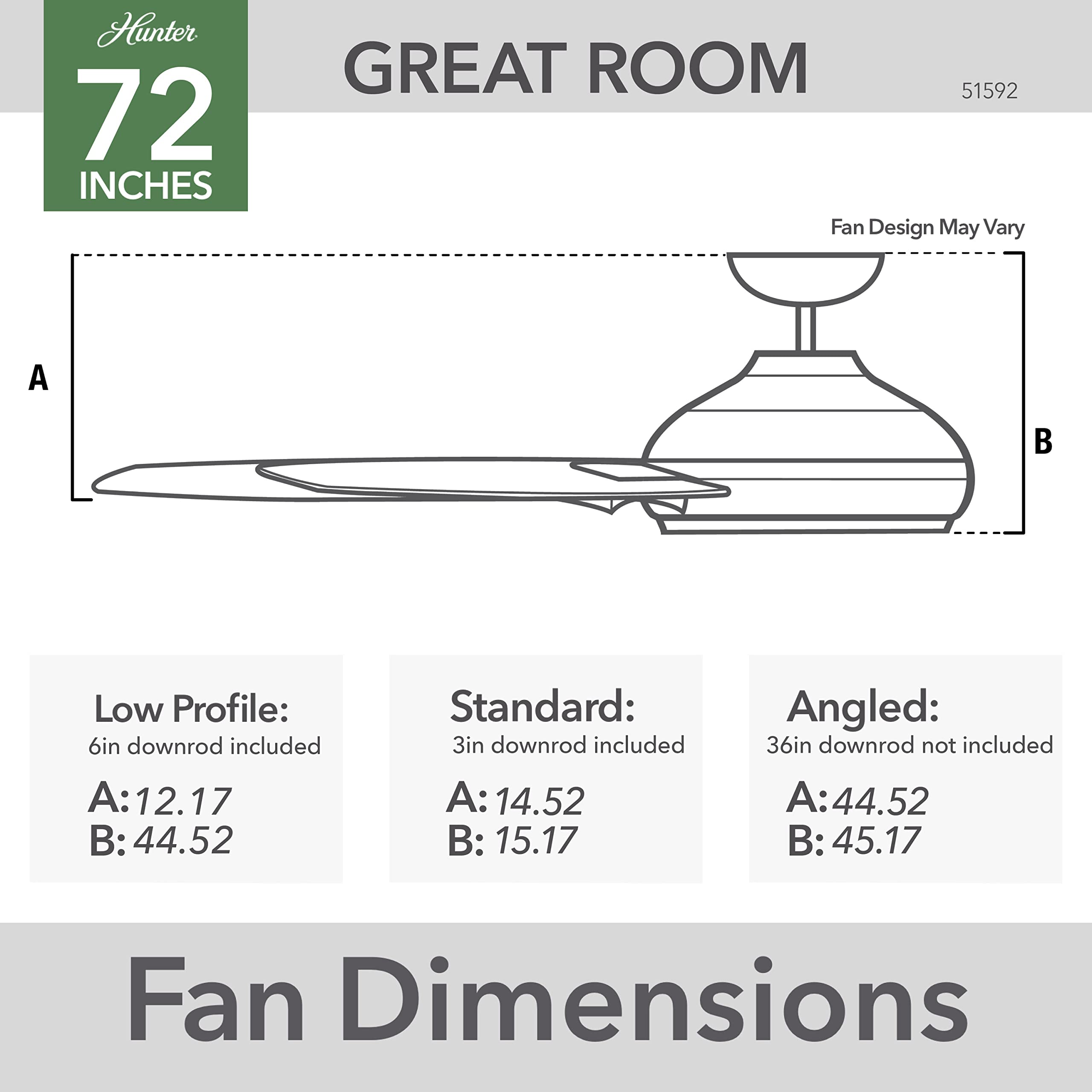 Hunter Fan Company 51592 Downtown Ceiling Fan, Matte Black