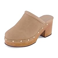 CUSHIONAIRE Women's Guest Faux Wood Clog with Memory Foam Padding, Wide Widths Available
