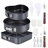 115 PCS Heart Shaped Cake Pans Springform Pans Set Cheesecake Pan with Removable Base Circular Square Nonstick and Leak Proof Spring Form Pan (9/10/11 inches) with Cake Decorating Supplies for Baking