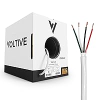 Voltive 18/4 Low Voltage Wire, 250ft, White - Stranded Bare Copper - UL Listed CL2/CL3 & Direct Burial Rated - Alarm/Security, LED Lighting, Audio/Speakers