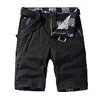 Men Outdoor Cargo Shorts Comfy Lightweight Quick Dry Stretchy Waist Hiking Work Shorts with Multi Pockets (No Belt)