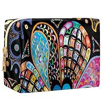 Flower Colorful Makeup Bag Travel Cosmetic Organizer Waterproof Portable Toiletry Bag Zipper Pouch Bags PU Leather Makeup Pouch for Women Girl